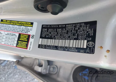 2017 Toyota Corolla Le из США, поврежденный, VIN 2T1BURHE9HC830740